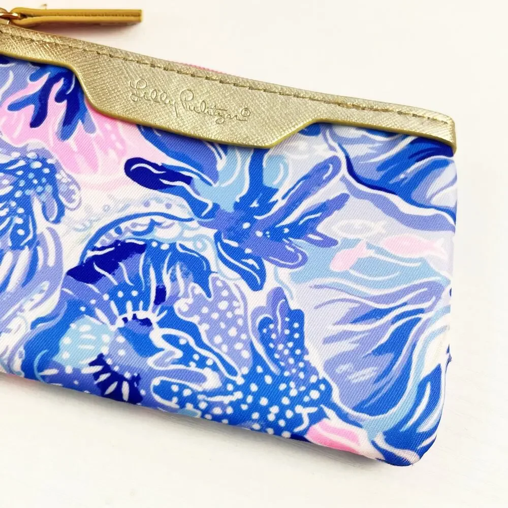 Lilly Pulitzer Shade Seekers Blue Tropical ID Case Coin Purse